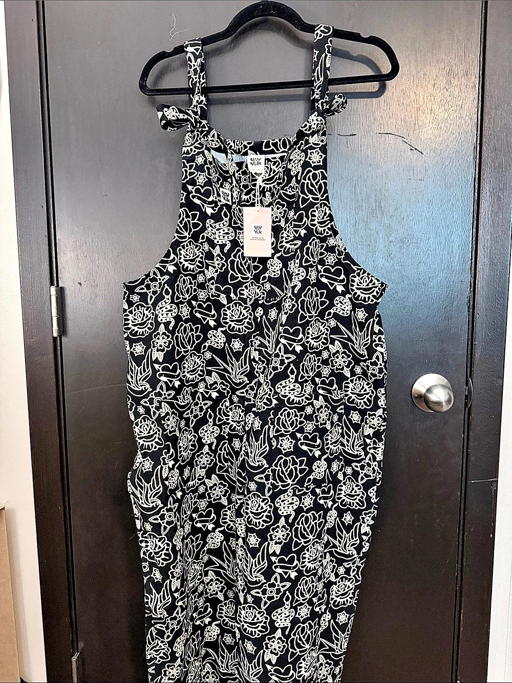 Lucy & Yak Original Dungarees in Black & White Tattoo Size UK18R US14 NWT